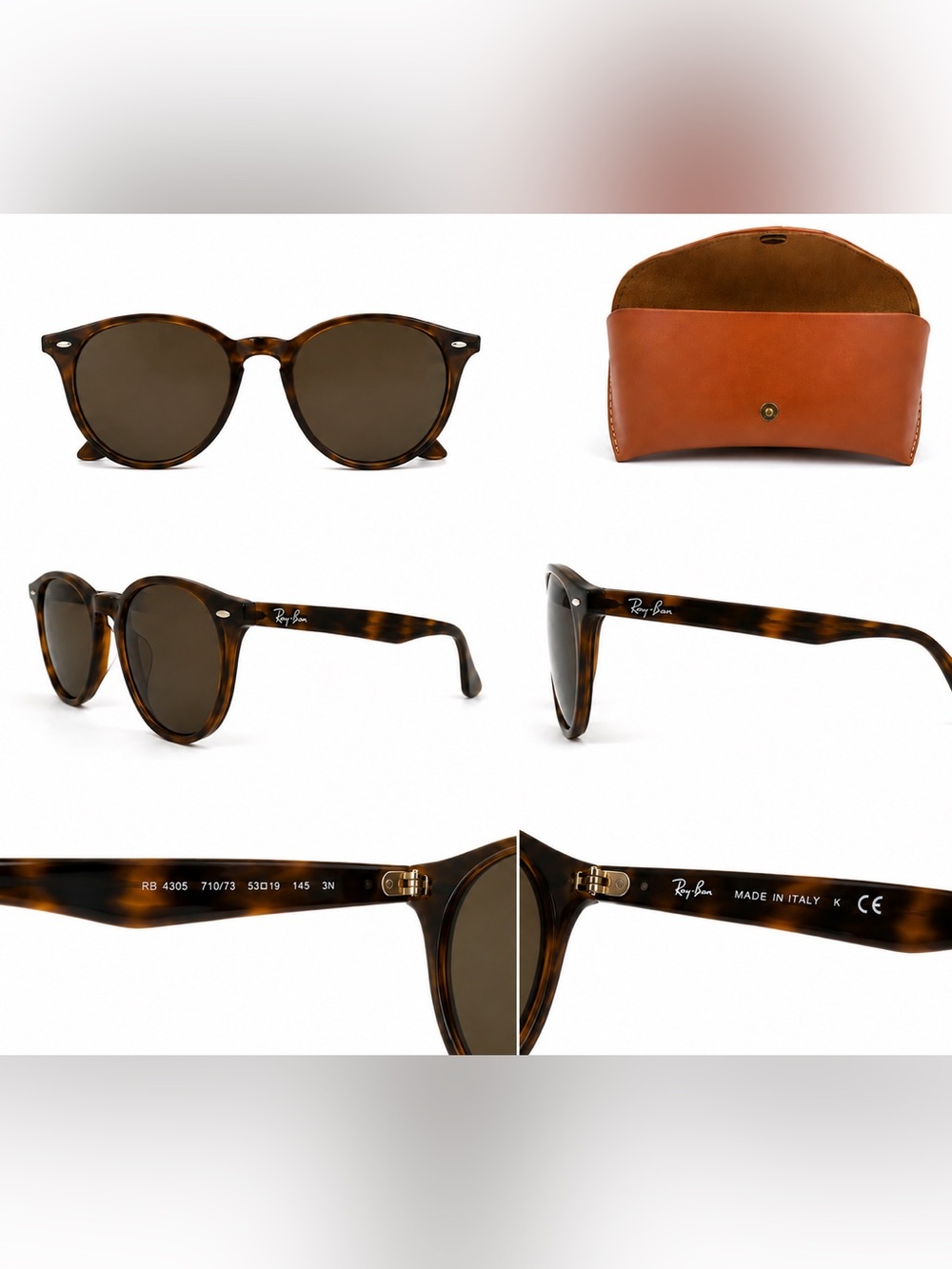 Ray-Ban RB4305 Havana Brown Polarized Sunglasses Made in Italy - Picture 1 of 7